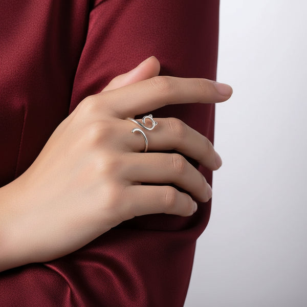 Justérbar katt ring  unisex geometrisk design