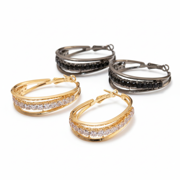 VENTFILLE 925 sølv tykke bøyleøreringer geometrisk