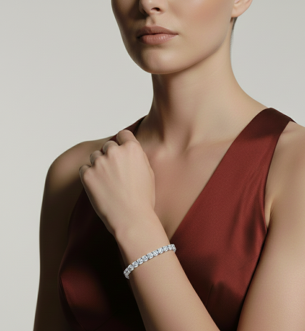 S925 sølv armbånd tennisballstil, zirkonium, dame