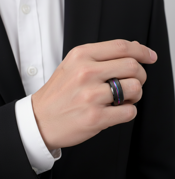 8mm herre ring svart wolframkarbid