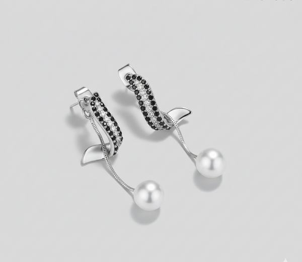 Klassiske Imiterte Perle Dingleøreringer – Krystall Lang Dusk