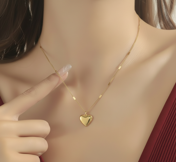 Gullbelagt Hjertekjede i Rustfritt Stål med Bokstav