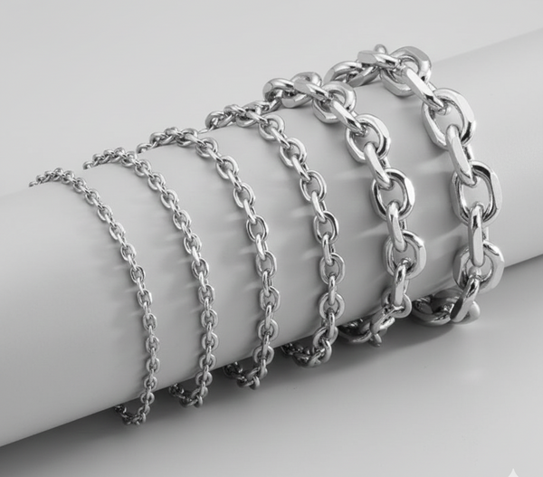 3-pk kubansk armbånd rustfritt stål, sølv