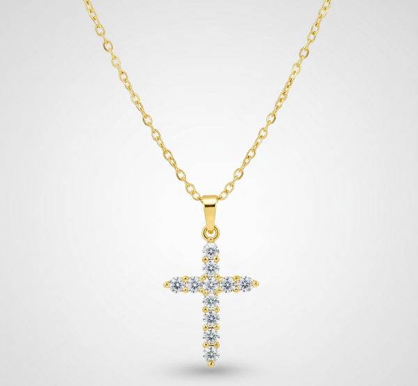 18K gullbelagt korshalskjede rustfritt stål, vanntett